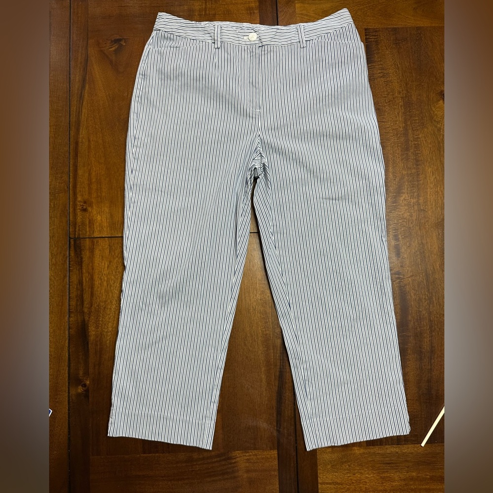 Jones New York Signature Women’s Blue White Striped Stretch Pants Size 12